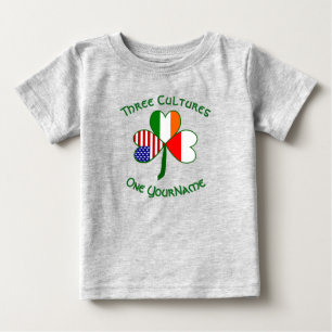Polish Irish American Shamrock Flag Personalised Baby T-Shirt