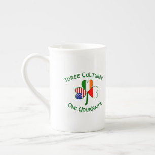 Polish Irish American Shamrock Flag Personalised  Bone China Mug