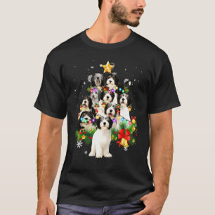 Polish Lowland Sheepdog Christmas Dog Tree Lights T-Shirt