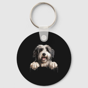 Polish Lowland Sheepdog Dog Mum Dad Peeking Puppy Key Ring