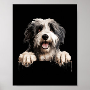 Polish Lowland Sheepdog Dog Mum Dad Peeking Puppy Poster