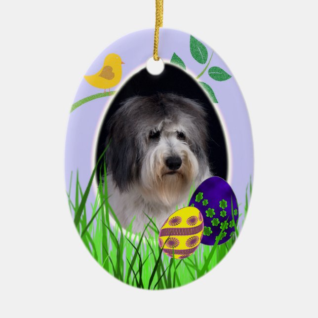 Polish Lowland Sheepdog Easter Ornament (Front)