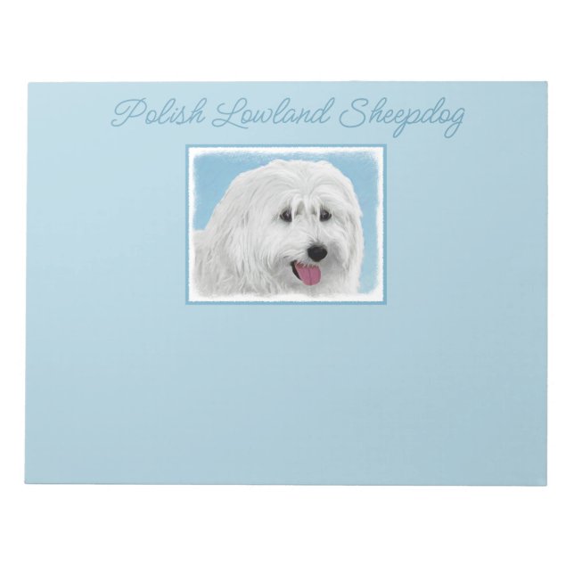 Polish Lowland Sheepdog Painting - Dog Art Notepad (Front)