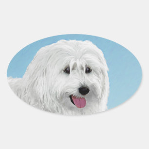 Polish Lowland Sheepdog Painting - Dog Art Oval Sticker