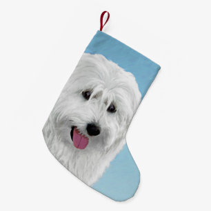 Polish Lowland Sheepdog Painting - Dog Art Small Christmas Stocking