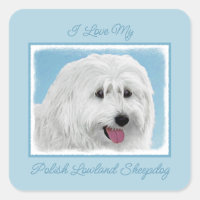 Polish Lowland Sheepdog Painting - Dog Art Square