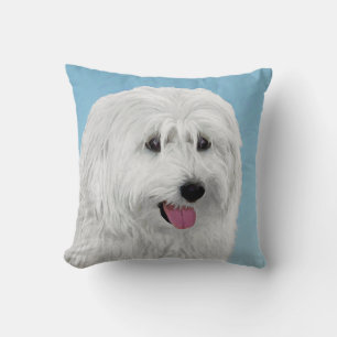 Polish Lowland Sheepdog Painting - Original Dog Ar Cushion