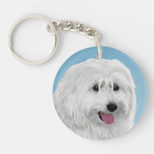 Polish Lowland Sheepdog Painting - Original Dog Ar Key Ring