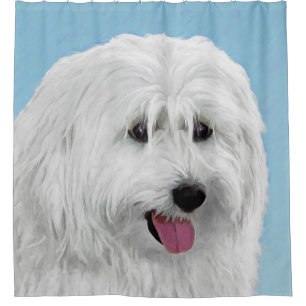 Polish Lowland Sheepdog Painting - Original Dog Ar Shower Curtain