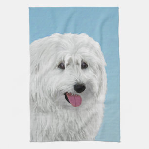 Polish Lowland Sheepdog Painting - Original Dog Ar Tea Towel