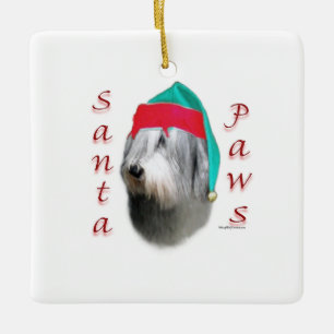 Polish Lowland Sheepdog Santa Paws Ceramic Ornament