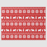 Polish Lowland Sheepdogs Christmas Pattern Red Tissue Paper<br><div class="desc">Festive Red and White Christmas Sweater Style Pattern with PON Silhouettes</div>