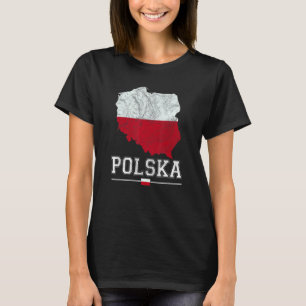 Polish Map And Flag Souvenir   Distressed Polska T-Shirt