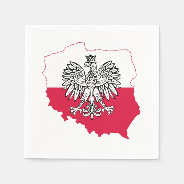 Polish Map Flag Bar Napkins (Front)