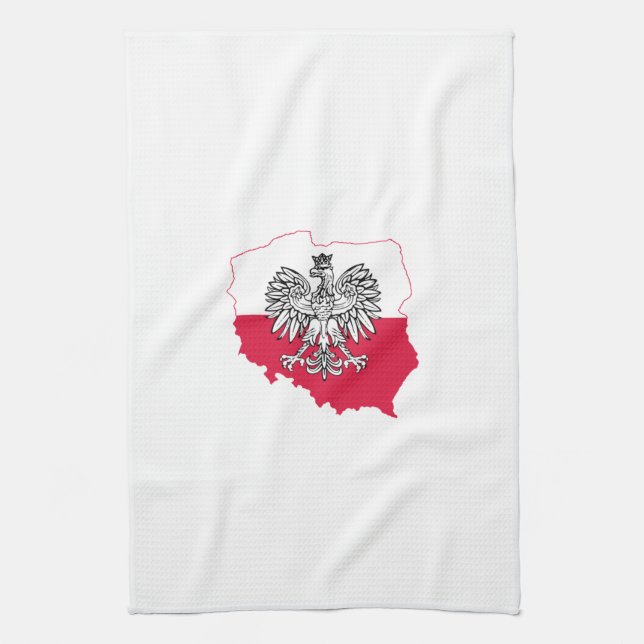 Polish Map Flag Kitchen Towel (Vertical)