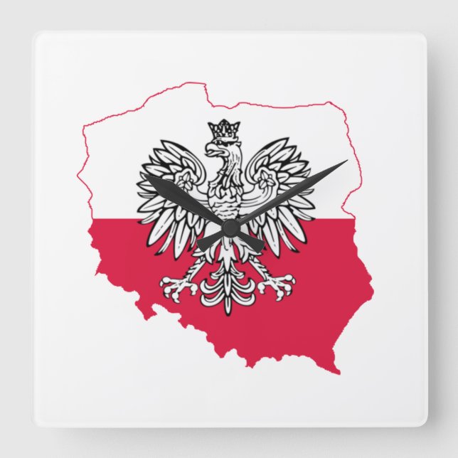 Polish Map Flag Wall Clock (Front)