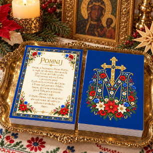 Polish Memorare Prayer Christmas Marian Monogram Card