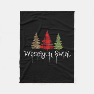Polish Merry Christmas Wesolych Swiat Plaid Trees  Fleece Blanket