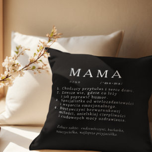 Polish Mum Gift - MAMA Definition Black Cushion
