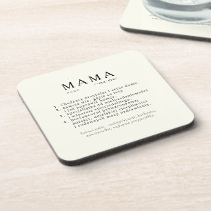 Polish Mum Gift - MAMA Definition Ecru Coaster