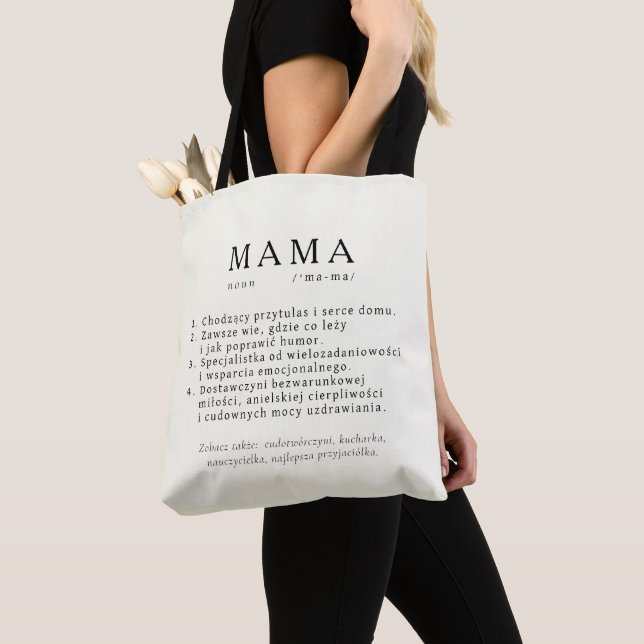 Polish Mum Gift - MAMA Definition Ecru Tote Bag (Close Up)