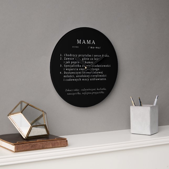 Polish Mum Gift - MAMA Definition Large Clock (Office)