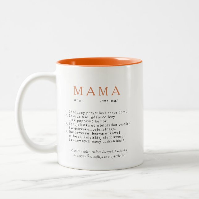 Polish Mum Gift - MAMA Definition Orange Two-Tone Coffee Mug (Left)