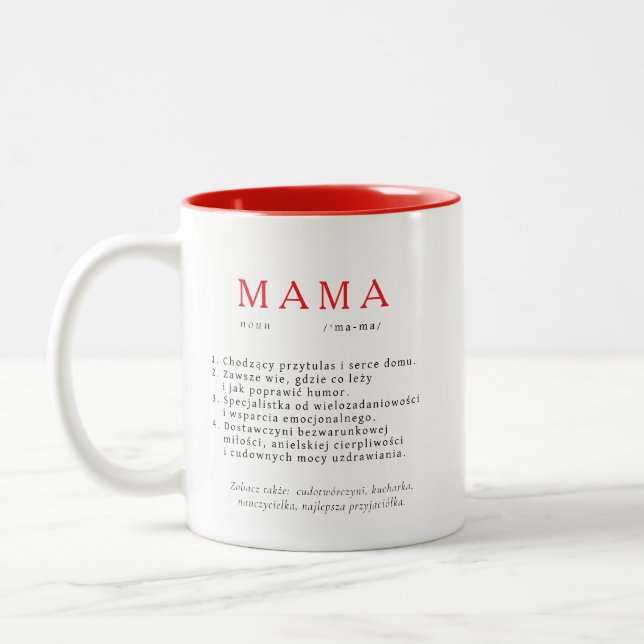 Polish Mum Gift - MAMA Definition Red Two-Tone Coffee Mug (Left)