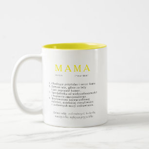 Polish Mum Gift - MAMA Definition Yellow Two-Tone Coffee Mug