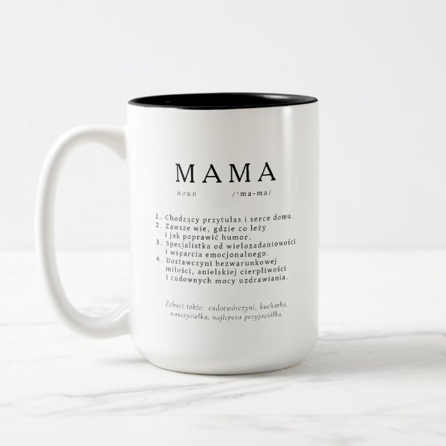 Polish Mum Gift - MAMA Huge Definition Two-Tone Coffee Mug (Left)