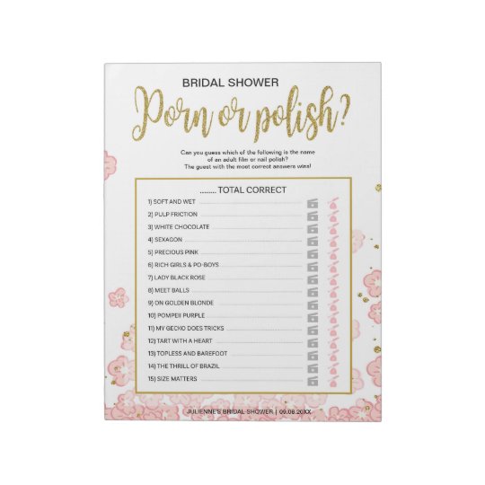 Polish Nail Cheap Hens Party Pink Floral Game Notepad