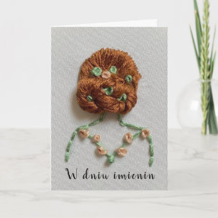 Polish name day card embroidery imieniny 