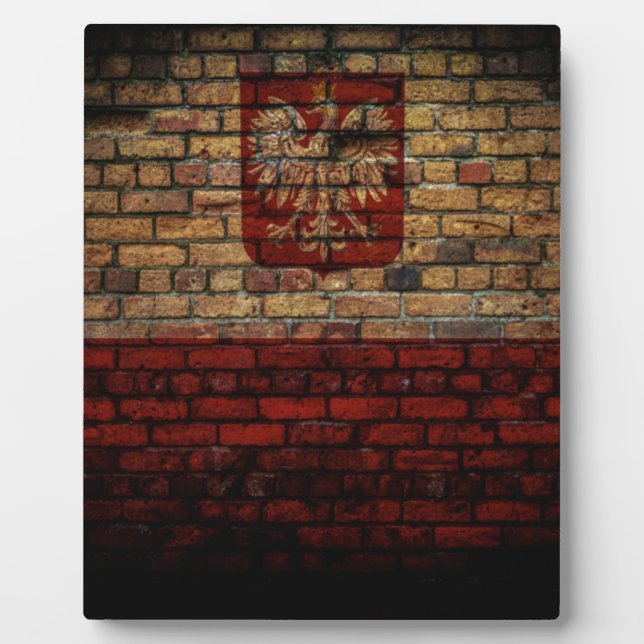 Polish Poland Flag Brick Wall Design Plaque (Front)