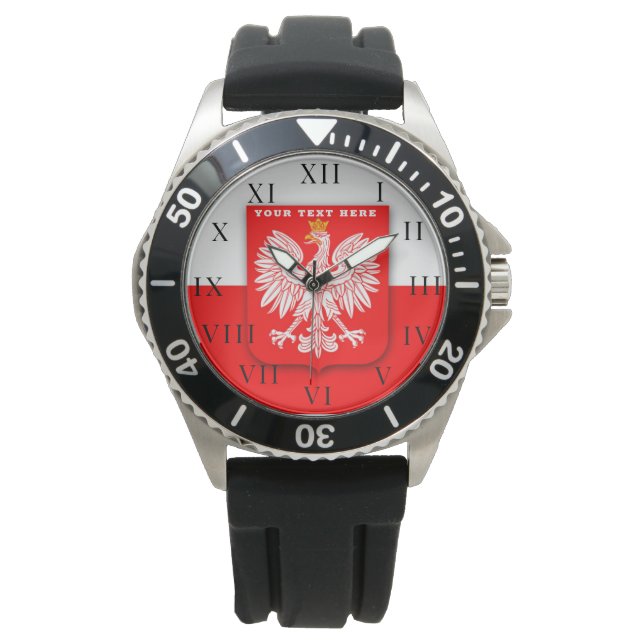 Polish Poland Polska Polski Eagle Emblem Watch (Front)