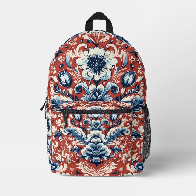 Polish Pottery - Red Bolesławiec ceramics Printed Backpack (Front)