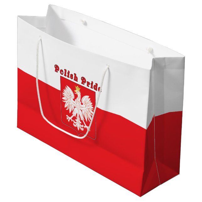 Polish Pride Eagle Large Gift Bag (Front Angled)