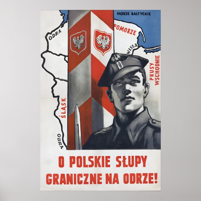 Polish Propaganda Poster Border posts at the river (Front)