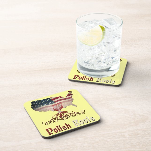 Polish Roots with American Map Cork Coasters (Right Side)