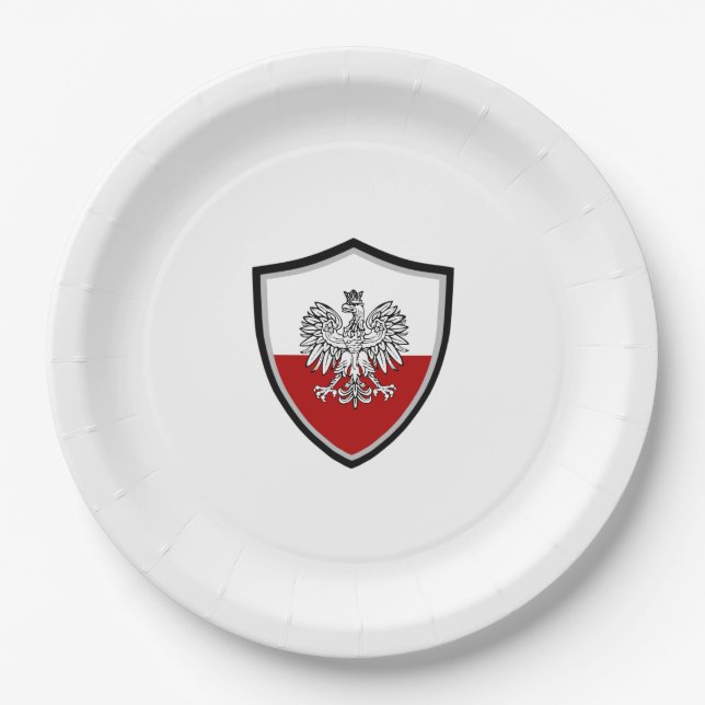 Polish shield flag-coat arms paper plate (Front)
