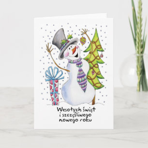 Polish - Snowman - Happy Snowman - Wesołych świ Holiday Card