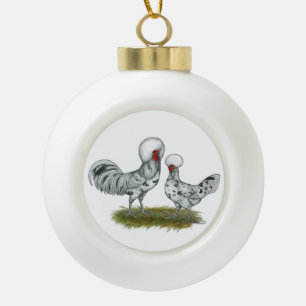 Polish Splash Chickens Ceramic Ball Christmas Ornament