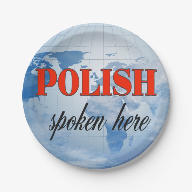 Polish spoken here cloudy earth paper plate (Front)