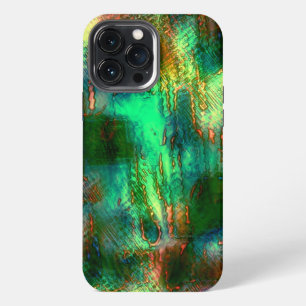 Polish stains and texture mix, burnt green yellow  iPhone 13 pro max case