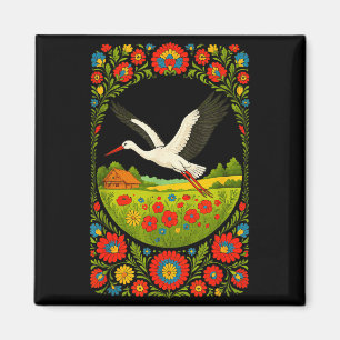 Polish Stork Folk Art Polska Countryside Design  Magnet
