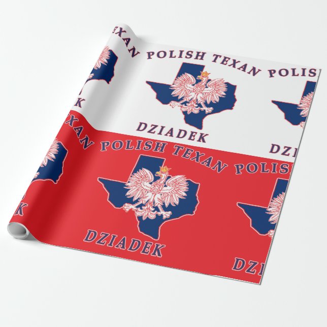 Polish Texan Dziadek Wrapping Paper (Unrolled)