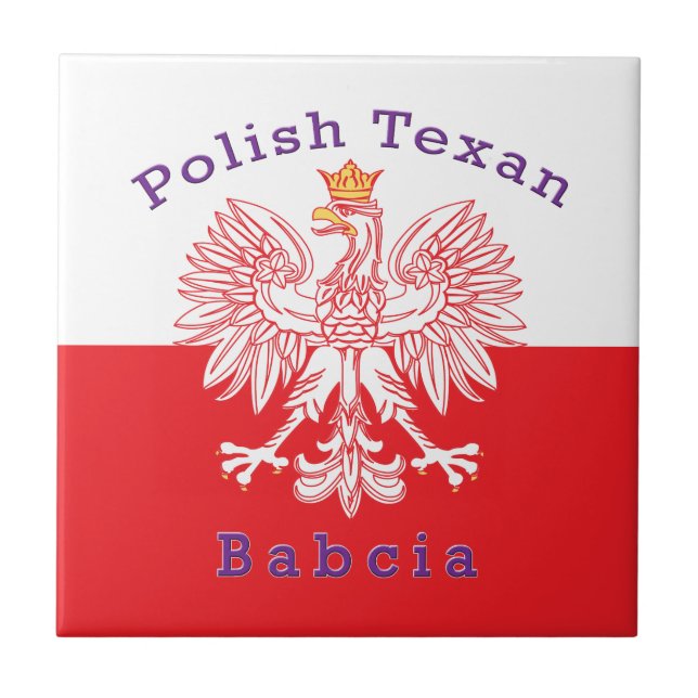 Polish Texan Eagle Babcia Ceramic Tile (Front)
