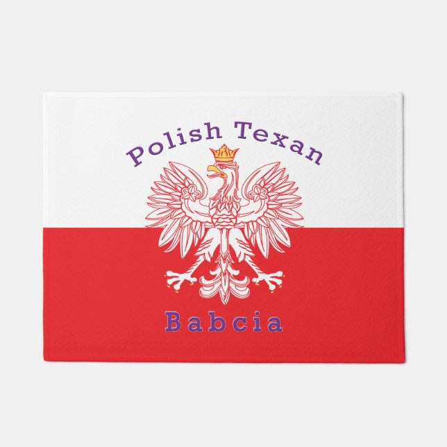 Polish Texan Eagle Babcia Doormat (Front)