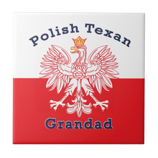 Polish Texan Eagle Grandad Ceramic Tile (Front)