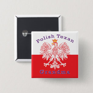 Polish Texan Eagle Grandma 15 Cm Square Badge