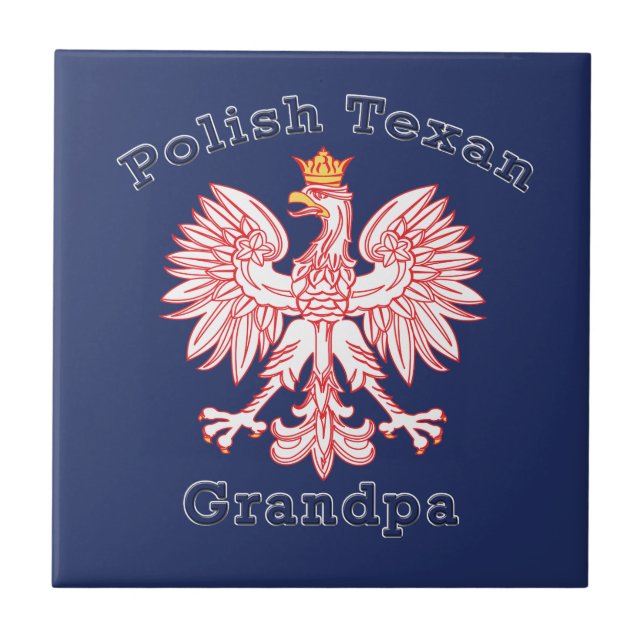 Polish Texan Eagle Grandpa Ceramic Tile (Front)